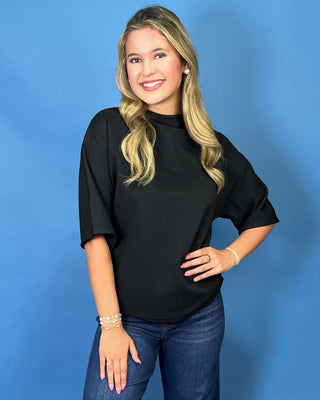 Black Label Mock Neck Ribbed Top - All About You