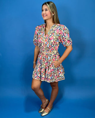 Blooming Romance Floral V-Neck Belted Mini Dress - All About You