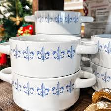 Blue Fleur de Lis Gumbo Bowl - All About You Boutique & Gifts