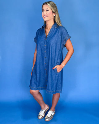 Blue Jean Beauty Button Down Dress - All About You