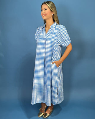 Blue Meadow Collared Gingham Midi Dress - All About You