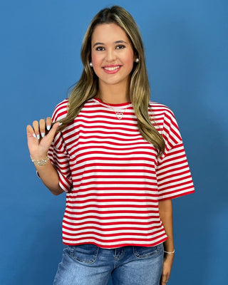 Boardwalk Red & White Stripe Everyday Top - All About You