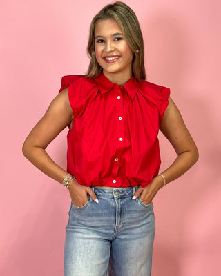 Bold & Beautiful Red Sleeveless Top - All About You