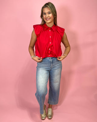 Bold & Beautiful Red Sleeveless Top - All About You