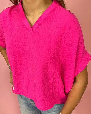 Bright Side Hot Pink Basic Top - All About You