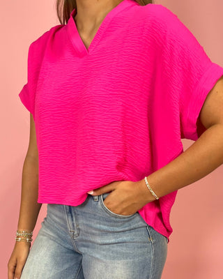 Bright Side Hot Pink Basic Top - All About You