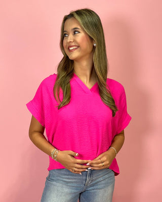 Bright Side Hot Pink Basic Top - All About You