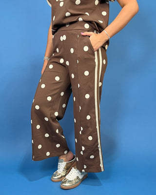 Brunch Meet Mocha Dot Quarter Zip Pants Set - All About You