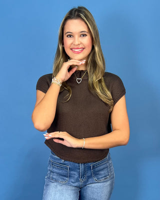 Cappuccino Brown Chunky Mock Neck Knit Top - All About You