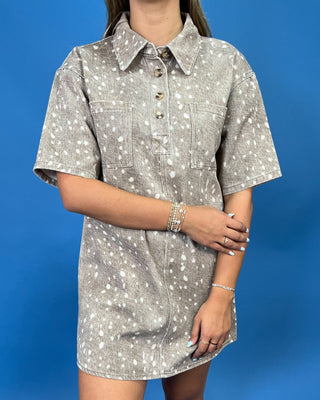 Cappuccino Speckled Front Pocket Collared Dress - All About You