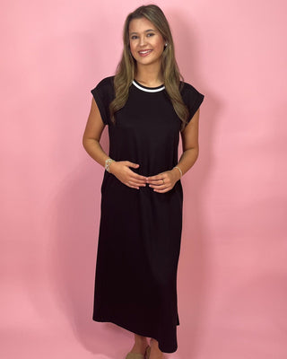 Casual Chic Cap Sleeve Black Midi Dress - All About You Boutique & Gifts