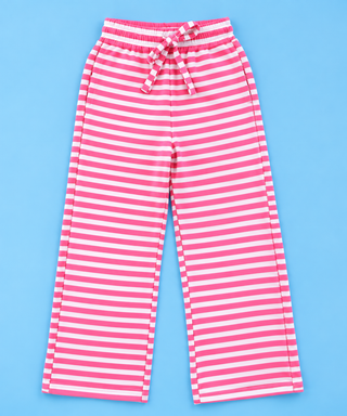 ultra-soft lounge pants feature timeless horizontal stripes, a relaxed wide leg silhouette, and an adjustable drawstring waistband for an easy, comfortable fit 