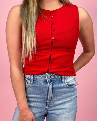 Cherry Charm Knit Button Up Top - All About You