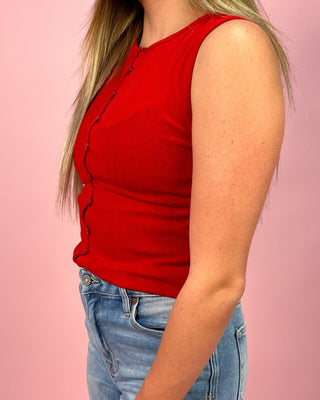 Cherry Charm Knit Button Up Top - All About You