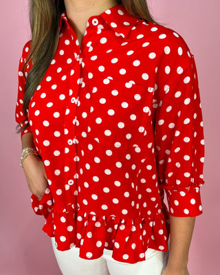 Cherry Pop Polka Dot Red Top - All About You