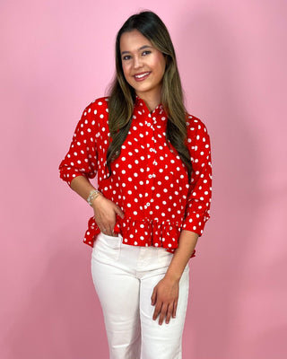 Cherry Pop Polka Dot Red Top - All About You Boutique & Gifts