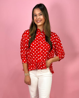 Cherry Pop Polka Dot Red Top - All About You Boutique & Gifts