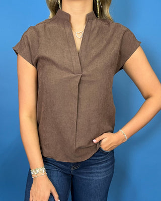 Chocolate Charm Split Neck Sleeveless Top - All About You