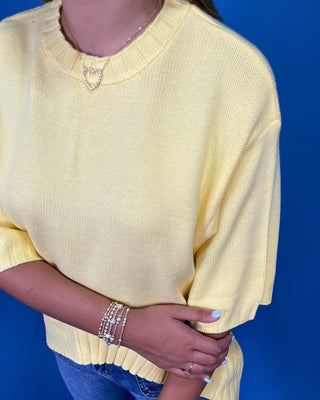 Citrus Breeze Short Sleeve High-Low Sweater Top - All About You