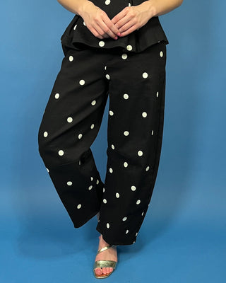 City Lights Black & White Polka Dot Barrel Denim Pant Set - All About You
