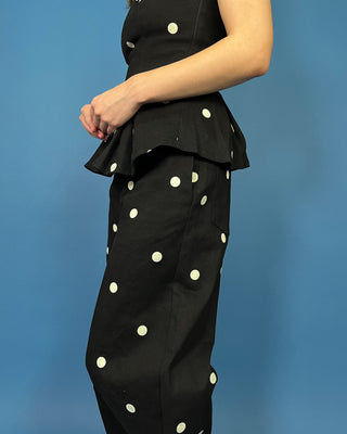 City Lights Black & White Polka Dot Barrel Denim Pant Set - All About You