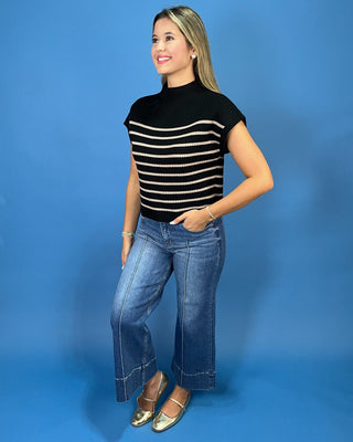City Lines Ribbed Striped Sweater Top - All About You