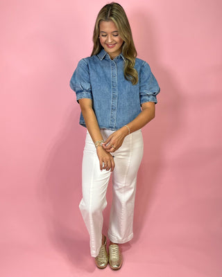 Classic Charm Light Denim Button Up Top - All About You