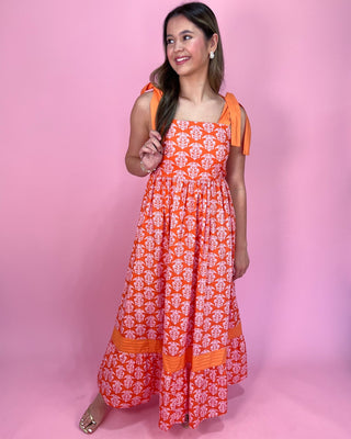 Clementine Cascade Smocked Tie - Shoulder Maxi Dress - All About You