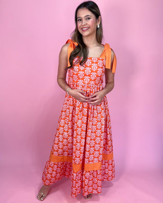 Clementine Cascade Smocked Tie - Shoulder Maxi Dress - All About You