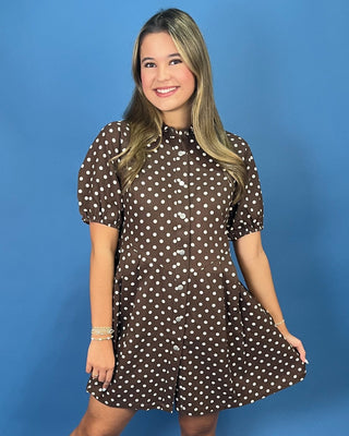 Cocoa Cottage Button Front Puff Sleeve Dress - All About You