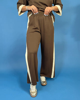 Coffee Break Contrast Trim Lounge Pants Set - All About You
