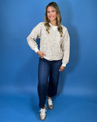Coffee Run Leopard Print Ribbed Crewneck Top - All About You