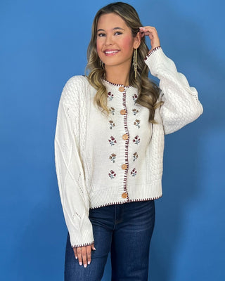 Cottage Bloom Button Front Knit Cardigan - All About You