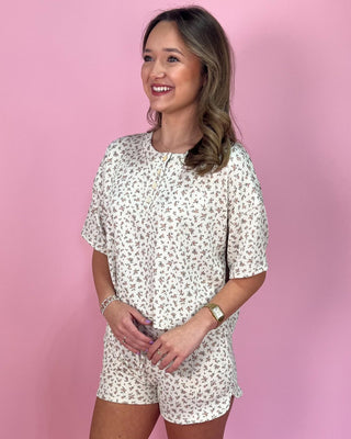 Cozy Cottage Floral Ribbed Lounge Short Set - All About You
