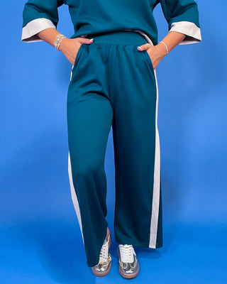 Cozy Evergreen Contrast Trim Lounge Pant Set - All About You
