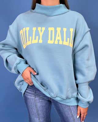 Dilly Dally Seafoam Mock Neck Graphic Pullover - All About You