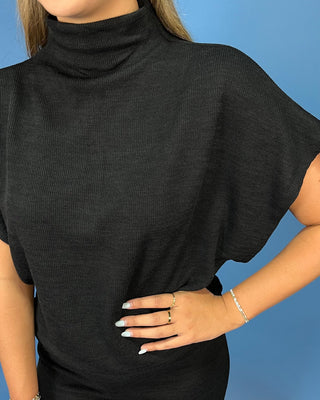Downtown Charcoal Wide Leg Knit Mock Pants Set - All About You