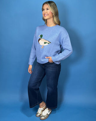 Duck Duck Cozy Sky Blue Knit Sweater - All About You