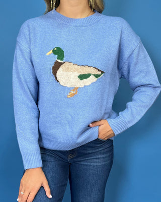 Duck Duck Cozy Sky Blue Knit Sweater - All About You