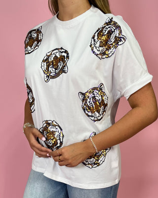 Easy Tiger White Sequin Gameday Top - All About You