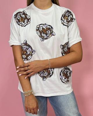 Easy Tiger White Sequin Gameday Top - All About You