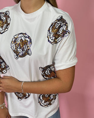 Easy Tiger White Sequin Gameday Top - All About You