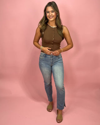 Effortless Mocha Knit Sleeveless Top - All About You Boutique & Gifts