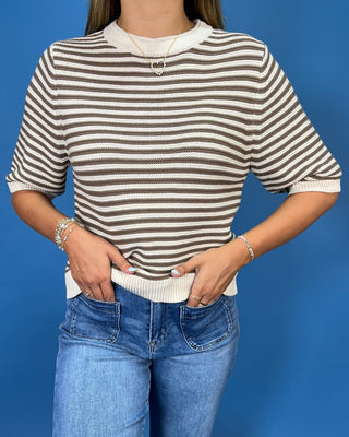 Effortless Taupe and Cream Knit Top - All About You