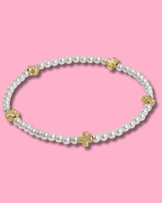 Enewton Gold Cross 3mm Pearl Bracelet - All About You