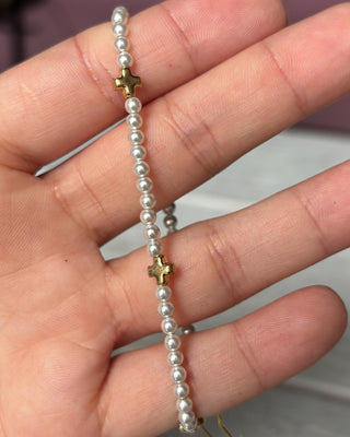 Enewton Gold Cross 3mm Pearl Bracelet - All About You