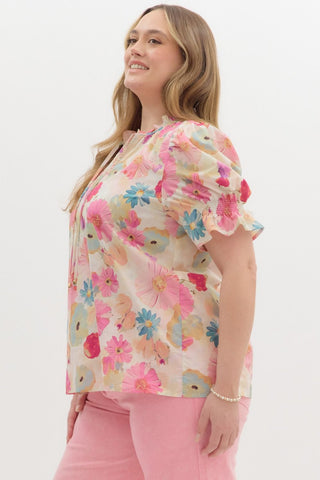 Plus Tropical Date Night Floral Top