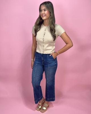 Essential Neutral Scalloped Detailed Top - All About You Boutique & Gifts