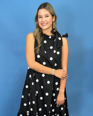 Evening Soirée Polka Dot Neck tie Midi Dress - All About You