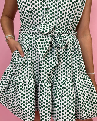 Everly Emerald Dot Sleeveless Dress - All About You Boutique & Gifts